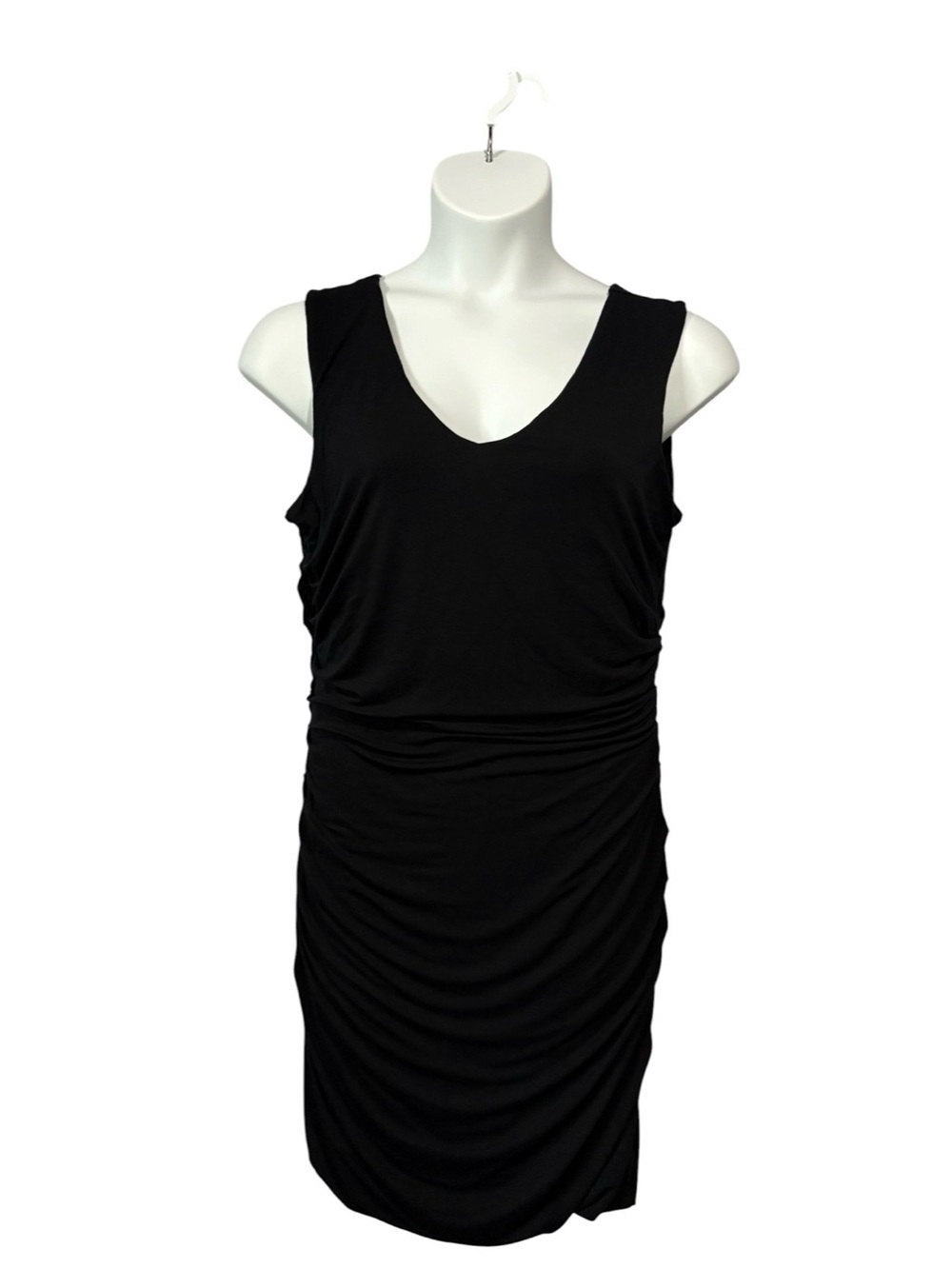 LE CHÂTEAU Plus Size XXL Black Ruched Cocktail Dress Stretch Little Black Dress - Picture 4 of 9